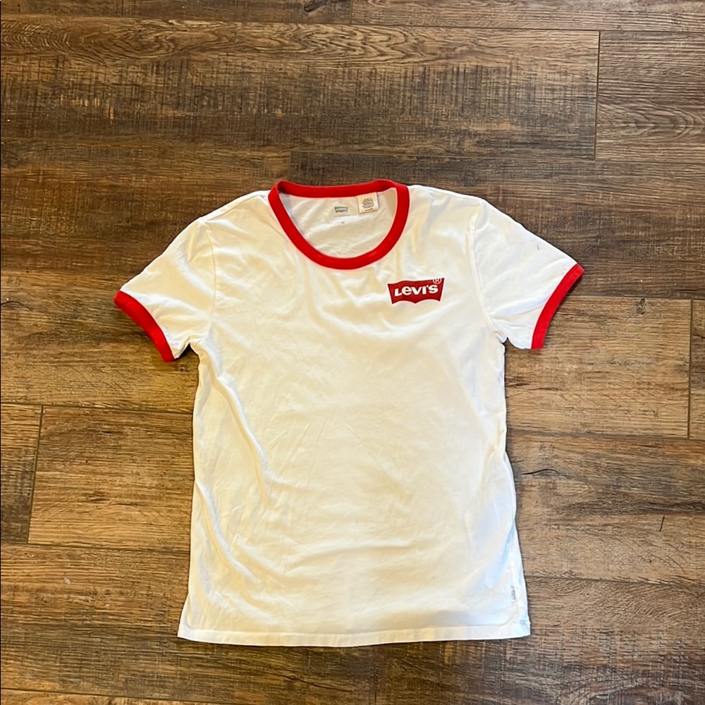 Levi's White Tee with Red Accents